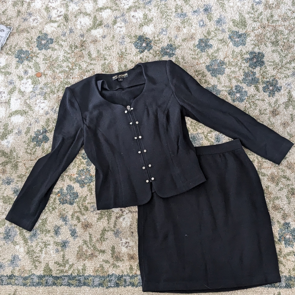 St. John Santana Crystal Elegant Black Skirt Set